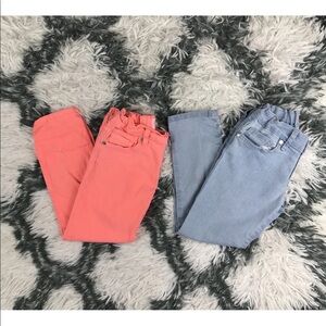Children's Place Girls Skinny Jeans Lot of Two Light Wash and Neon Orange Size 5